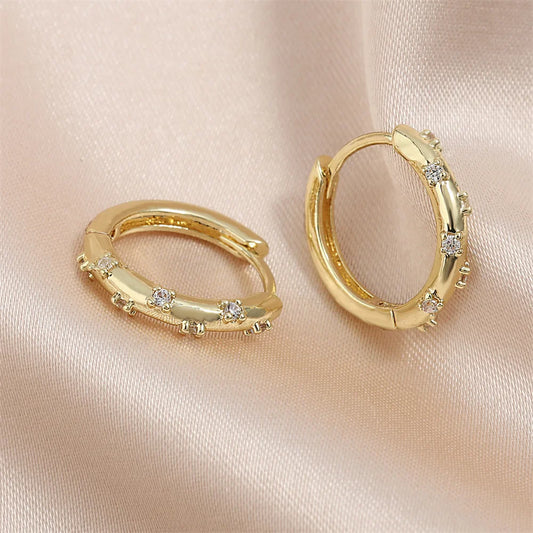 Classic Gold Diamond Accent Hoops-Ariette Jewelry