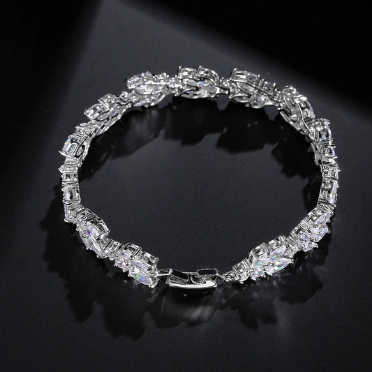 Vintage Sparkling Silver Chain Bracelet-Ariette Jewelry