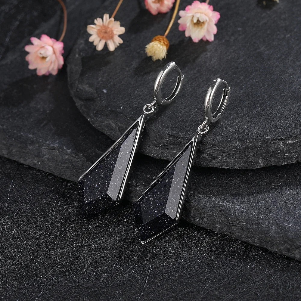 Vintage Silver Black Crystal Earrings-Ariette Jewelry