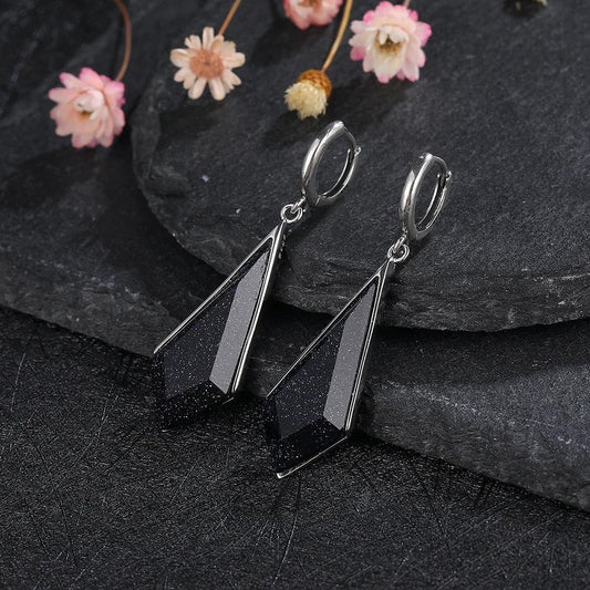 Vintage Silver Black Crystal Earrings-Ariette Jewelry