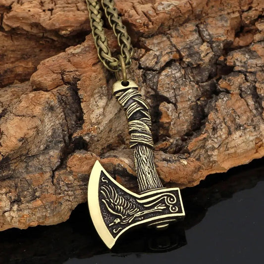 Vintage Norse Axe Pendant Necklace-Ariette Jewelry