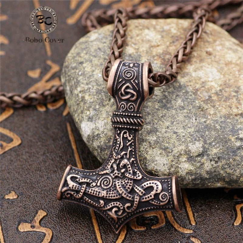Vintage Bronze Thor's Hammer Necklace-Ariette Jewelry