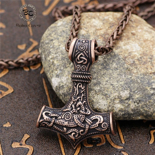 Vintage Bronze Thor's Hammer Necklace-Ariette Jewelry