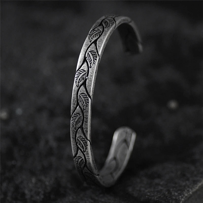 Vintage Silver Leaf Cuff Bracelet-Ariette Jewelry