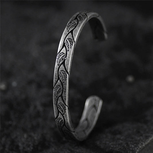 Vintage Silver Leaf Cuff Bracelet-Ariette Jewelry