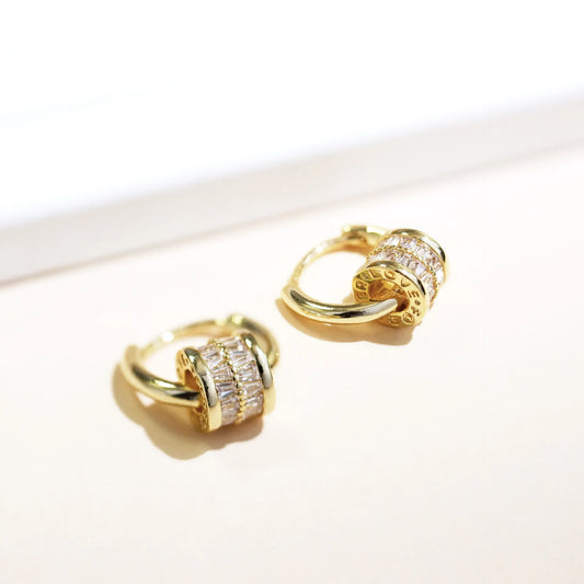 Vintage Gold Rolling Charm Earrings-Ariette Jewelry