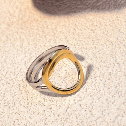 Vintage Gold & Silver Oval Adjustable Ring-Ariette Jewelry