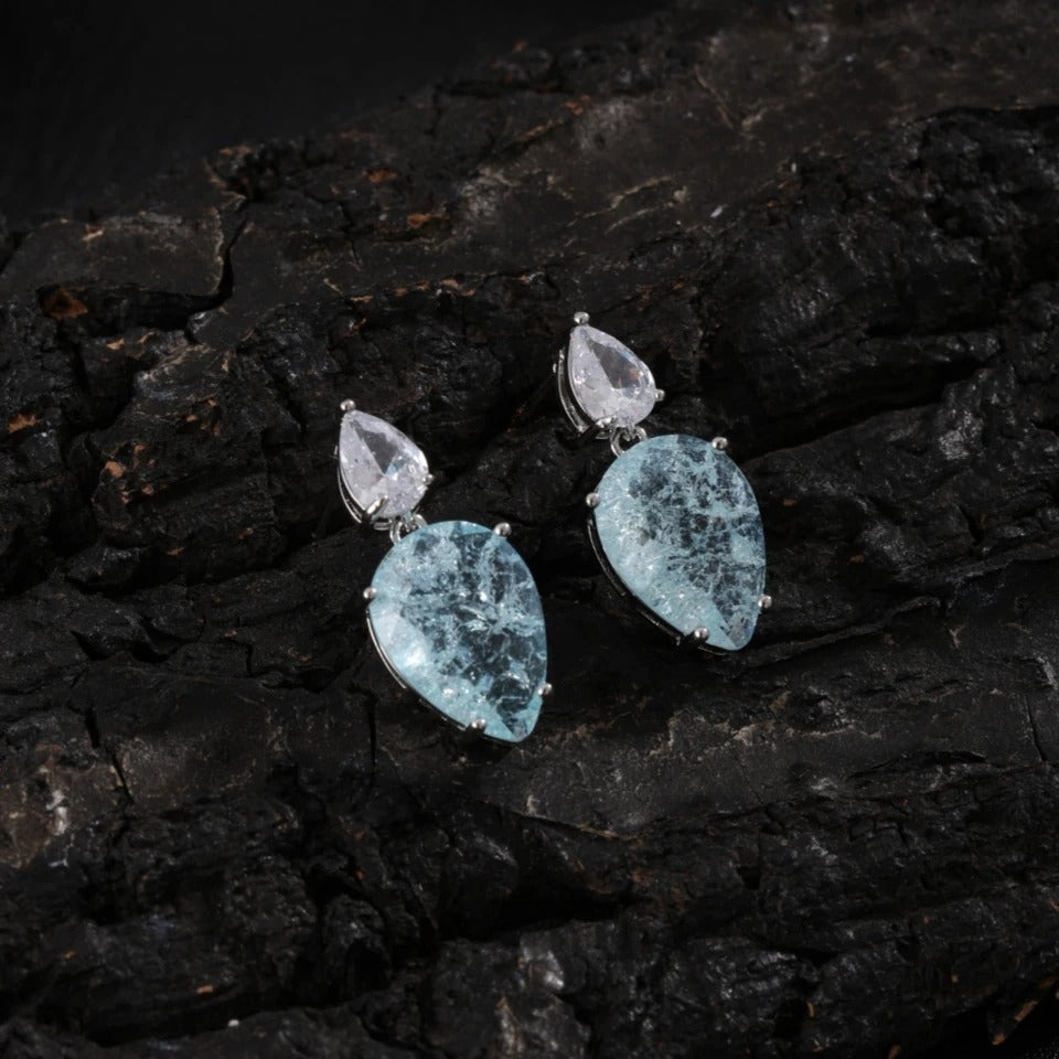 Silver Vintage Aquamarine Drop Earrings-Ariette Jewelry