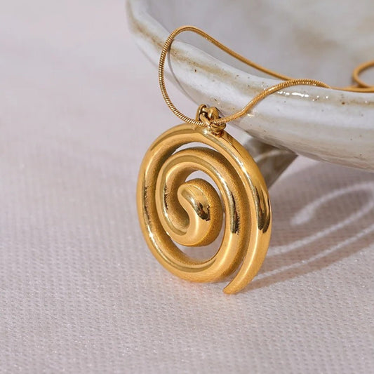 Vintage Gold Spiral Pendant Necklace-Ariette Jewelry