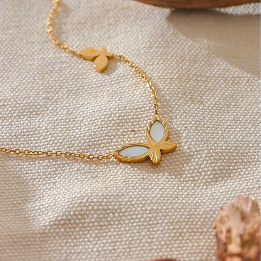 Vintage Gold Butterfly Pendant Necklace-Ariette Jewelry