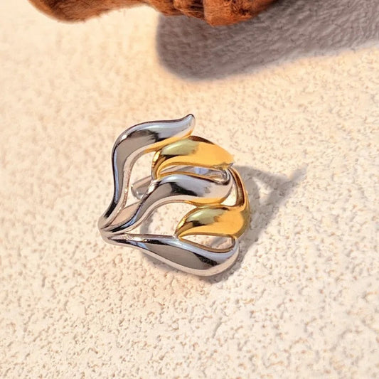 Gold & Silver Artistic Adjustable Ring-Ariette Jewelry
