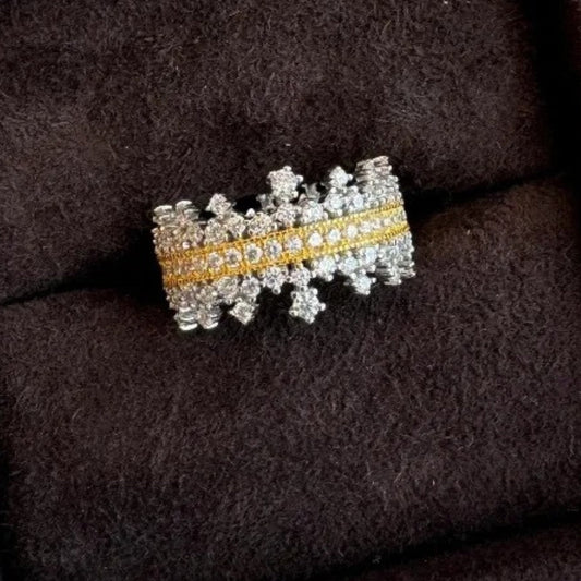 Vintage Silver & Gold Beautiful Palace Style Lace Crown Ring-Ariette Jewelry