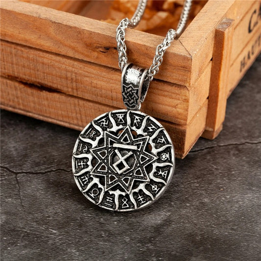 Vintage Silver Rune Star Pendant Necklace-Ariette Jewelry
