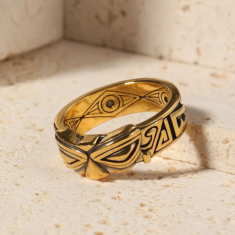 Vintage Tribal Eye Gold Adjustable Ring-Ariette Jewelry