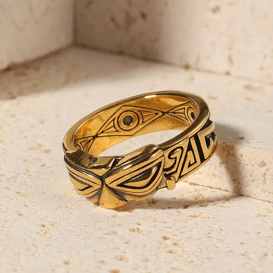 Vintage Tribal Eye Gold Adjustable Ring-Ariette Jewelry