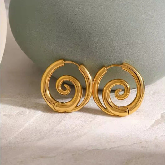 Vintage Spiral Twist Gold Hoop Earrings-Ariette Jewelry