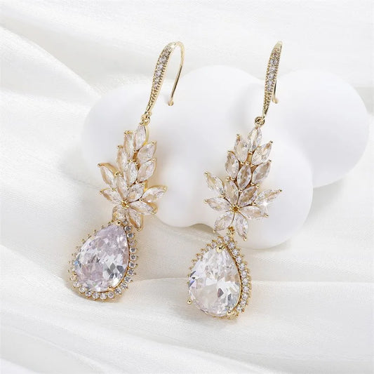 Gold Vintage Glamour Dangle Earrings-Ariette Jewelry
