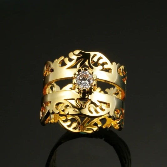 Antique-Style Gold Openwork Floral Ring-Ariette Jewelry