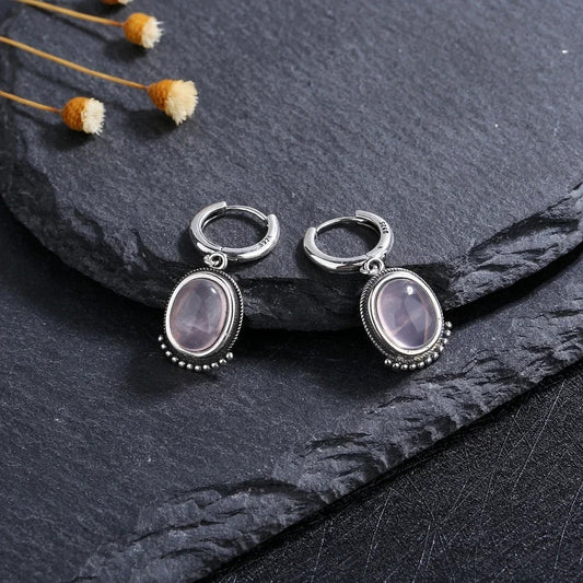 Silver Vintage Pale Rose Earrings-Ariette Jewelry