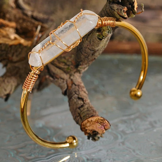 Vintage Gold Wire Wrapped Crystal Bracelet-Ariette Jewelry