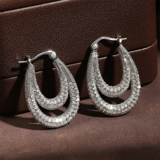 Silver Vintage Double Drop Earrings-Ariette Jewelry