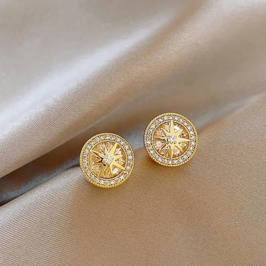 Vintage Radiant Star Gold Earrings-Ariette Jewelry